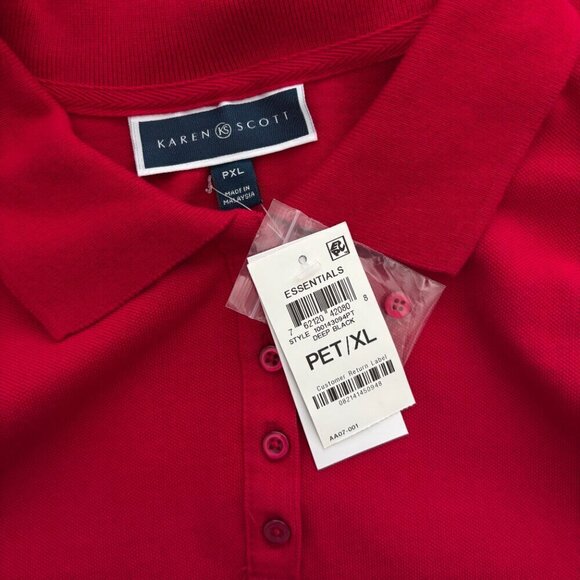 Karen Scott Women's Petite Red Knit 100% Cotton Polo NWT - Picture 6 of 6